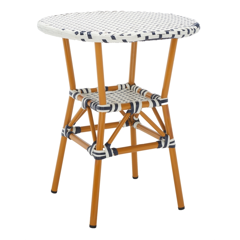 Safavieh California Metal Bistro Table in White / Navy