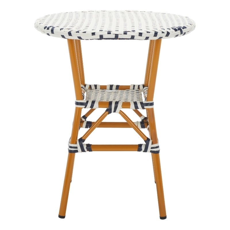 Safavieh California Metal Bistro Table in White / Navy