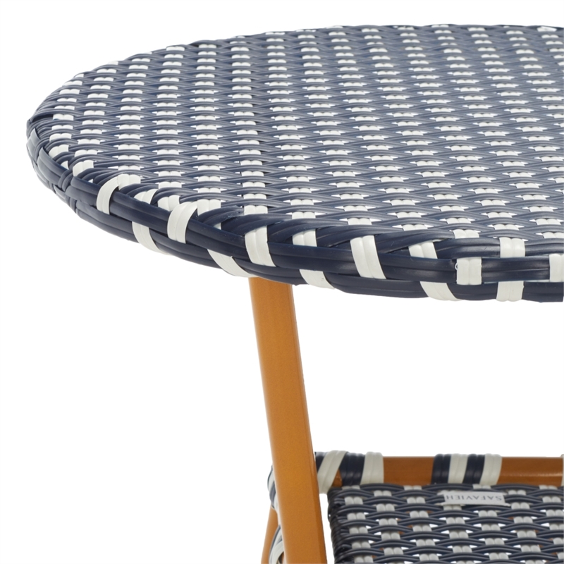 Safavieh California Metal Bistro Table in Navy / White