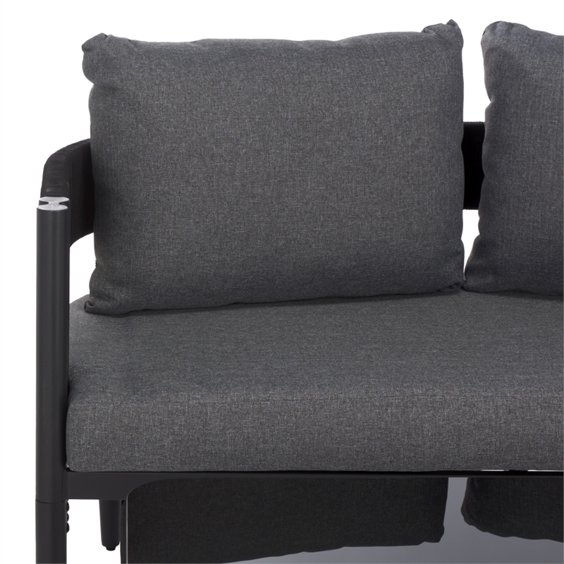 Safavieh Viola Steel Bench and Table  in Black / Gray