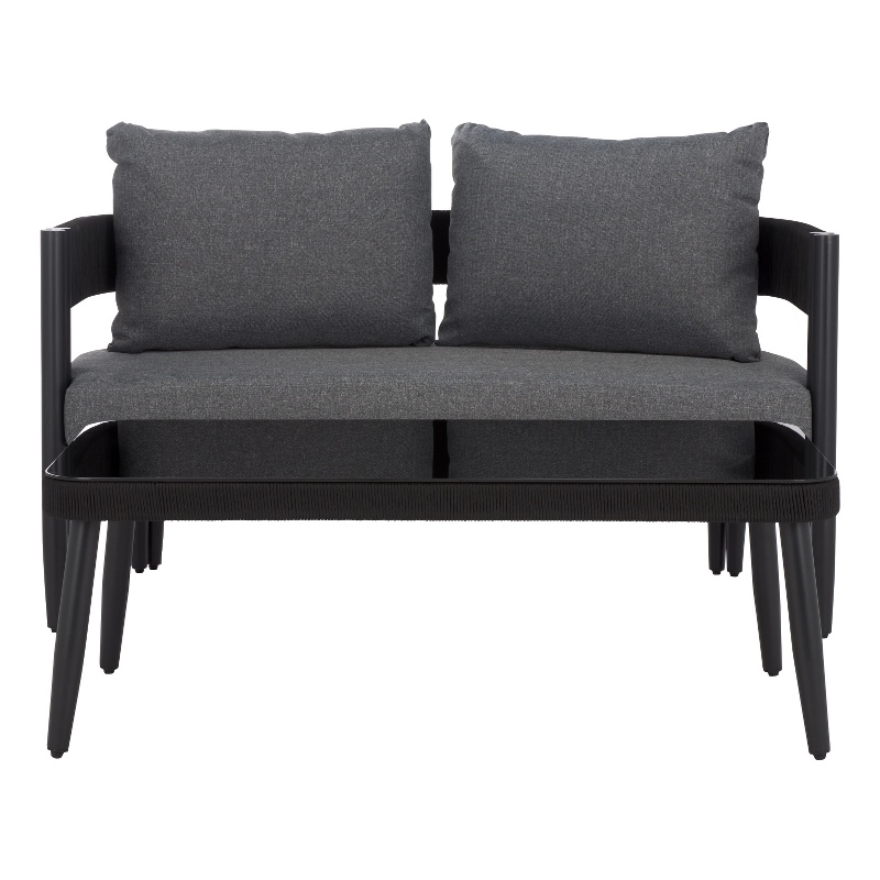 Safavieh Viola Steel Bench and Table  in Black / Gray
