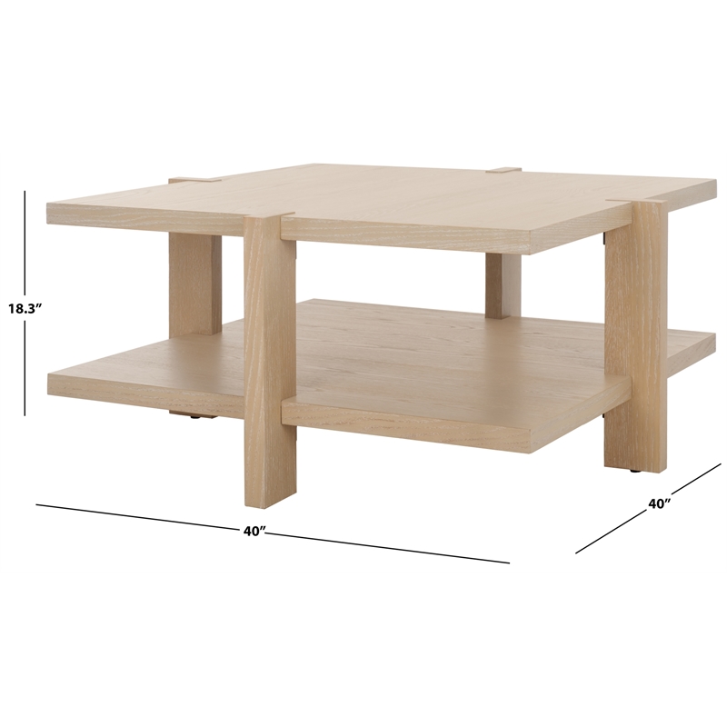 Safavieh Quigley Square Wood Coffee Table in Natural / Oak