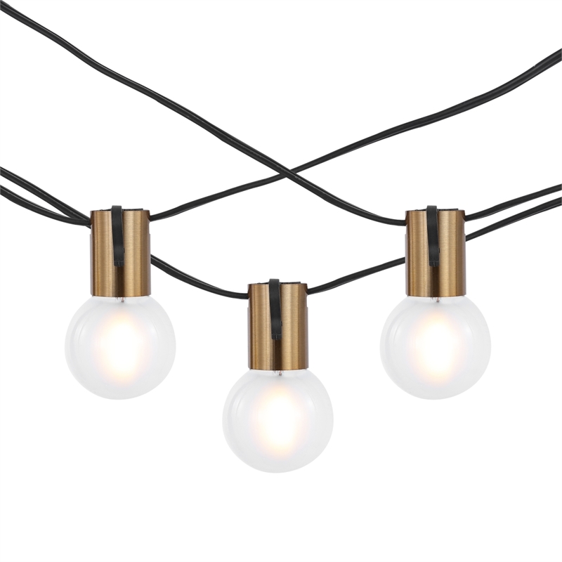 Safavieh Farrynn LED Metal and Glass Outdoor String Light in Brass / Black