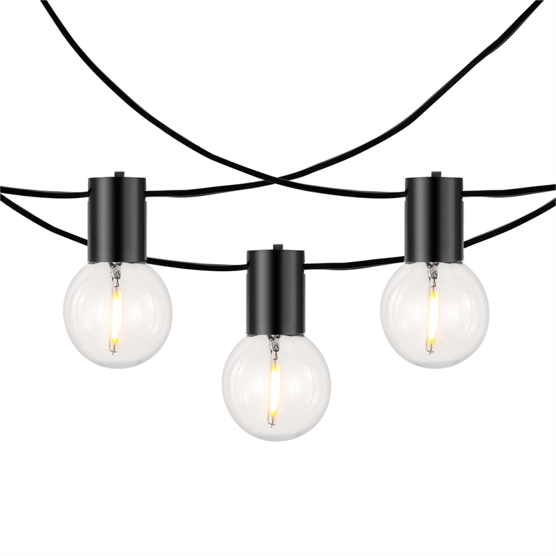 Safavieh Huron LED Metal and Glass Outdoor String Light in Black