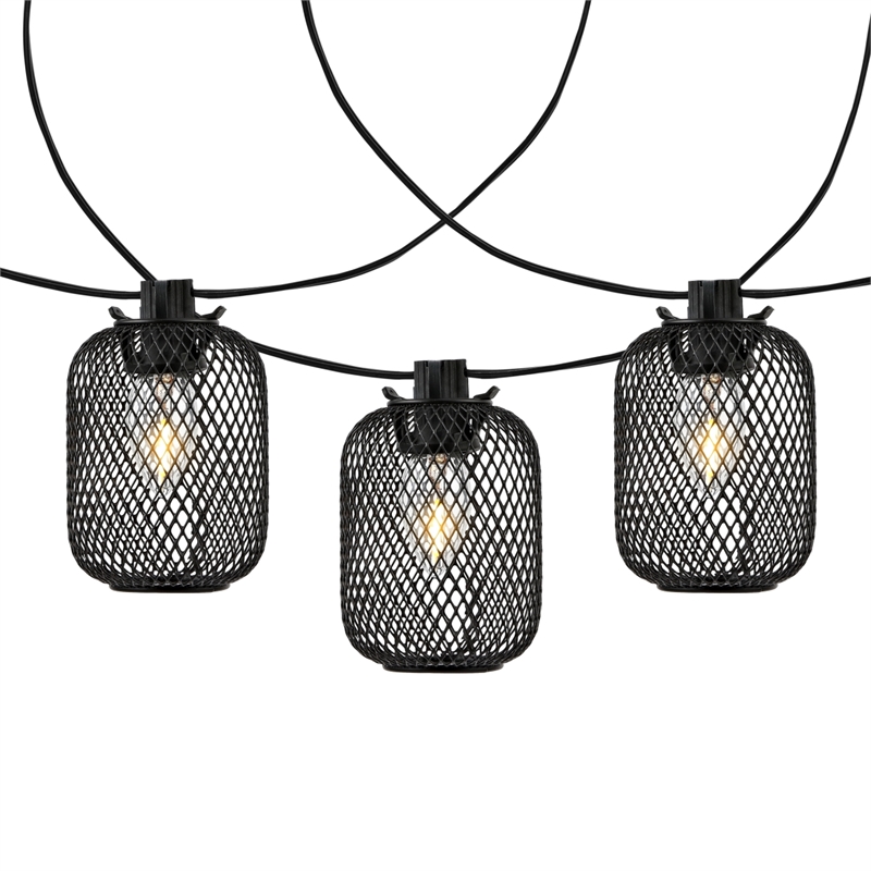 Safavieh Jepsen LED Metal and Glass Outdoor String Light in Black