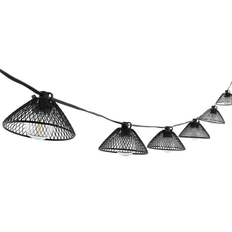 Safavieh Junia LED Metal and Glass Outdoor String Light in Black