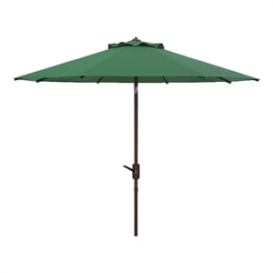 Safavieh Ortega 9 Ft Metal and Fabric Crank Umbrella in Green