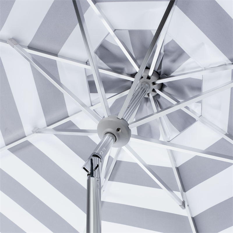 Safavieh Iris Fashion Line 9Ft Round Metal and Fabric Umbrella in Black / White