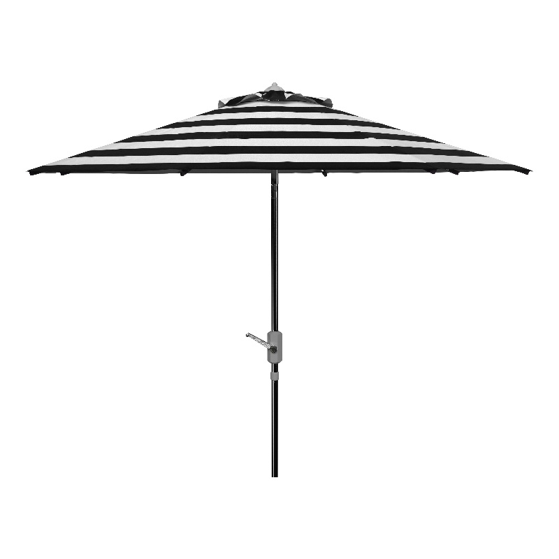 Safavieh Iris Fashion Line 9Ft Round Metal and Fabric Umbrella in Black / White