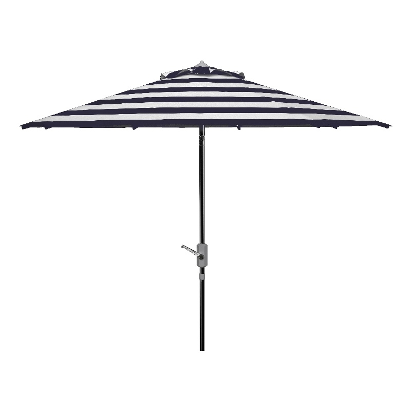 Safavieh Iris Fashion Line 9Ft Round Metal and Fabric Umbrella in Navy / White
