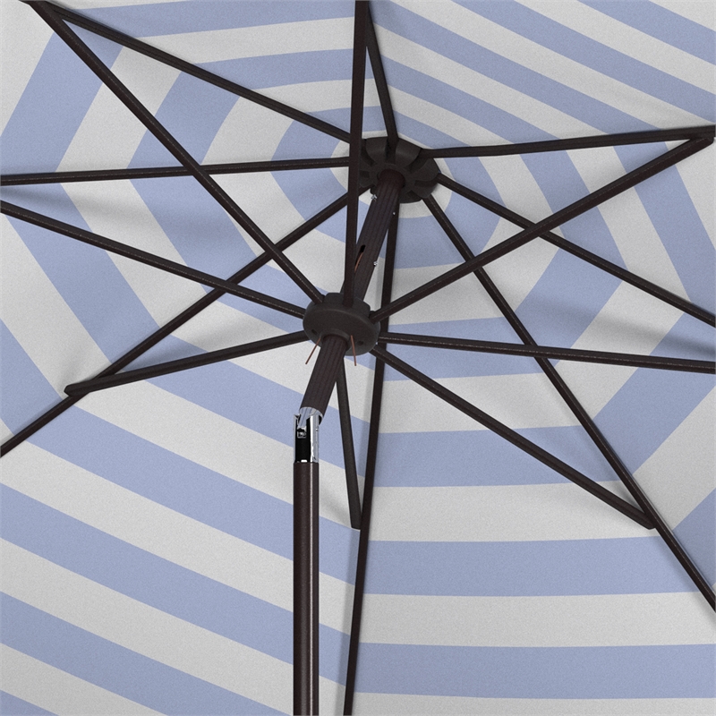 Safavieh Iris Fashion Line 9Ft Round Metal and Fabric Umbrella in Blue