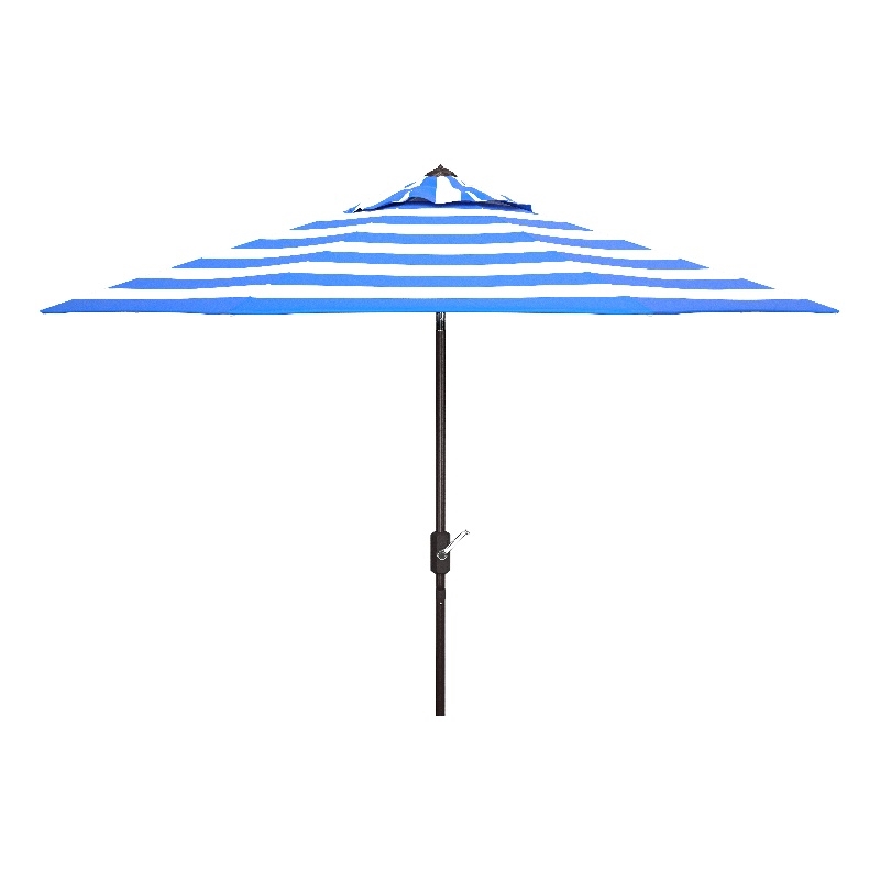 Safavieh Iris Fashion Line 9Ft Round Metal and Fabric Umbrella in Blue