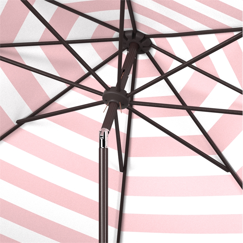 Safavieh Iris Fashion Line 9Ft Round Metal and Fabric Umbrella in Red / White