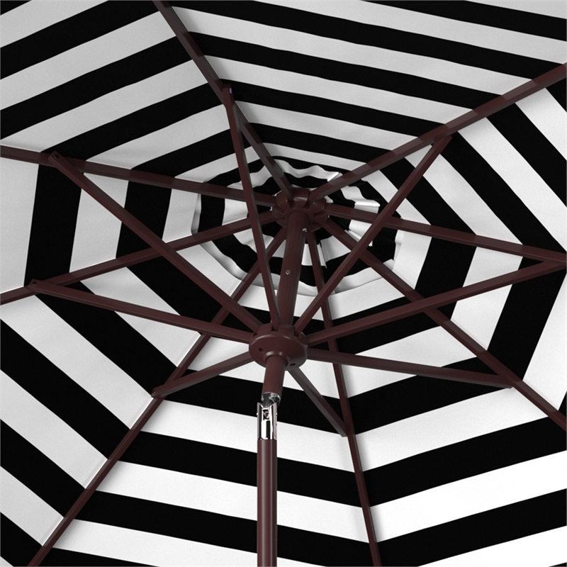 Safavieh Athens 9Ft Metal and Fabric Crank Umbrella in Black