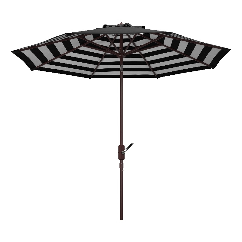 Safavieh Athens 9Ft Metal and Fabric Crank Umbrella in Black