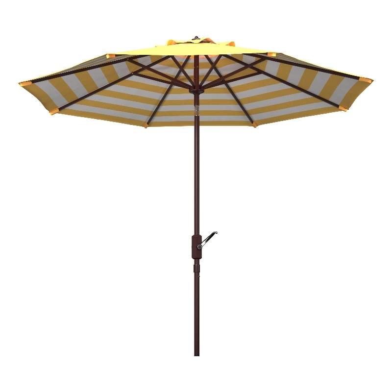 Safavieh Athens 9Ft Metal and Fabric Crank Umbrella in Yellow