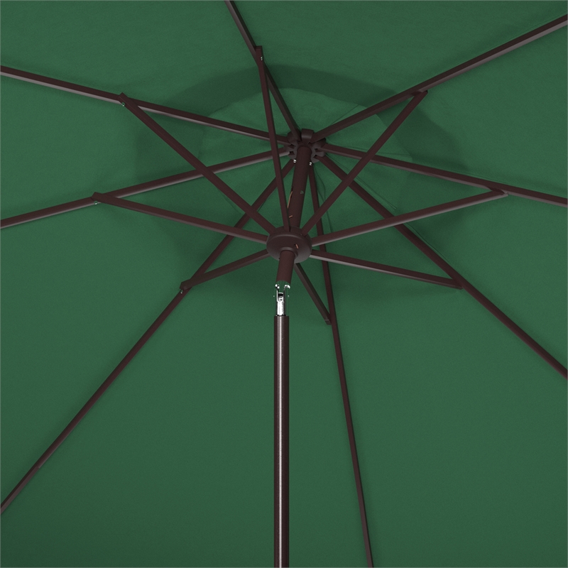Safavieh Milan Fringe 9Ft Metal and Fabric Crank Umbrella in Green