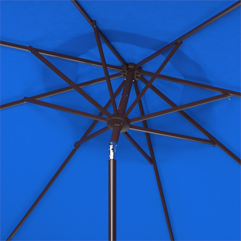 Safavieh Milan Fringe 9Ft Metal and Fabric Crank Umbrella in Blue