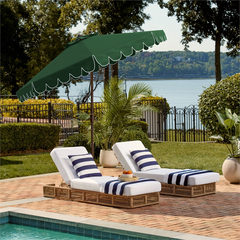 Safavieh Venice 9Ft Metal and Fabric Crank Umbrella in Green