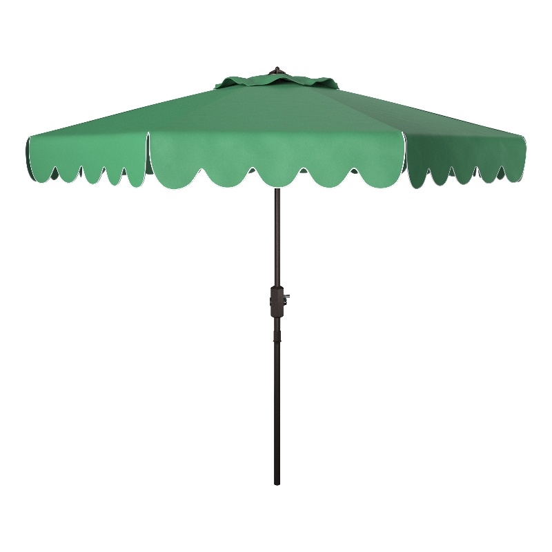 Safavieh Venice 9Ft Metal and Fabric Crank Umbrella in Green