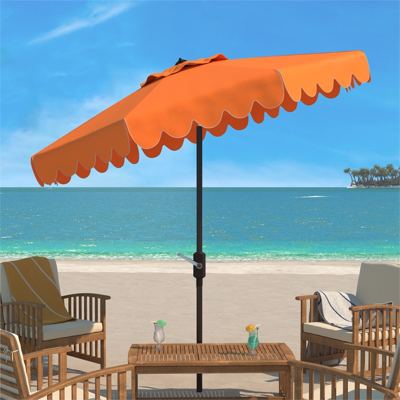 Safavieh Venice 9Ft Metal and Fabric Crank Umbrella in Orange
