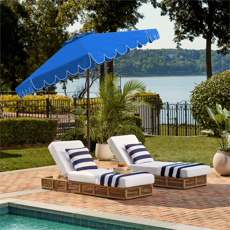 Safavieh Venice 9Ft Metal and Fabric Crank Umbrella in  Blue