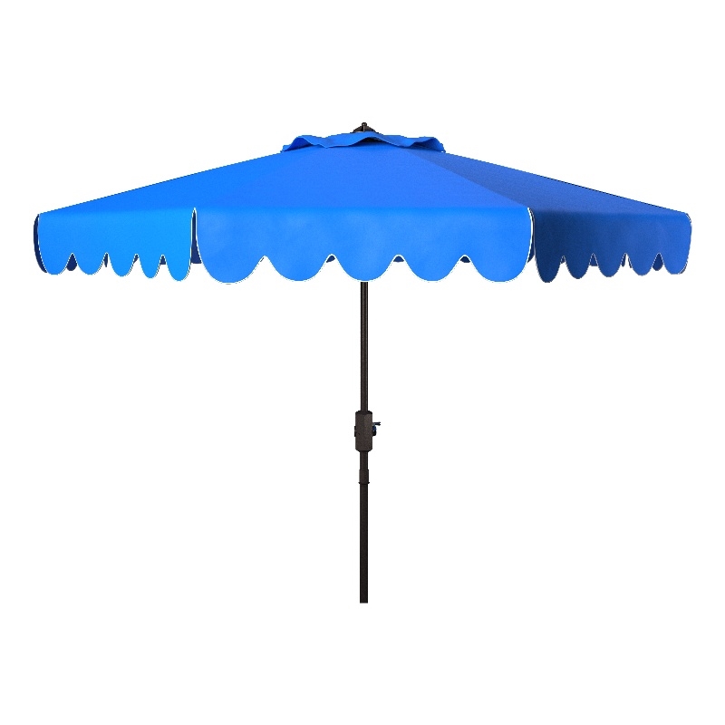 Safavieh Venice 9Ft Metal and Fabric Crank Umbrella in  Blue