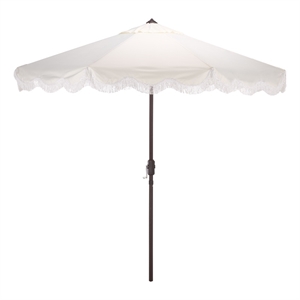 Safavieh Torsa 9 Ft Metal and Fabric Crank Umbrella in Ivory