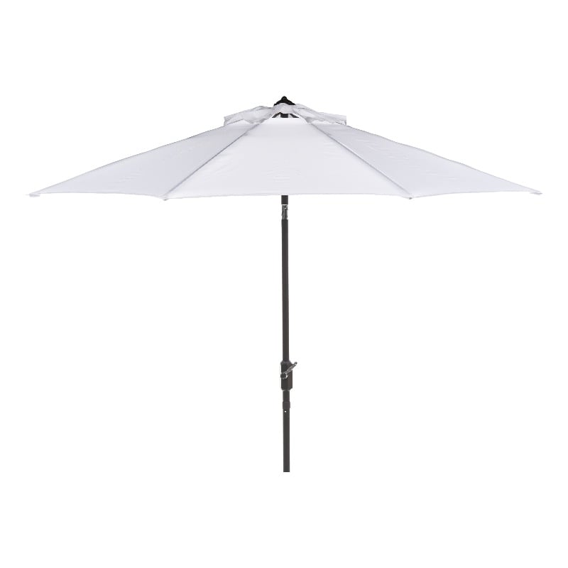 Safavieh Herla 11Ft Metal and Fabric Auto Tilt Market Umbrella in White