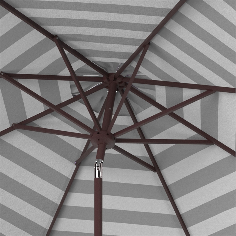 Safavieh Iris Fashion Line 11Ft Round Metal  Crank Umbrella  in Navy / White