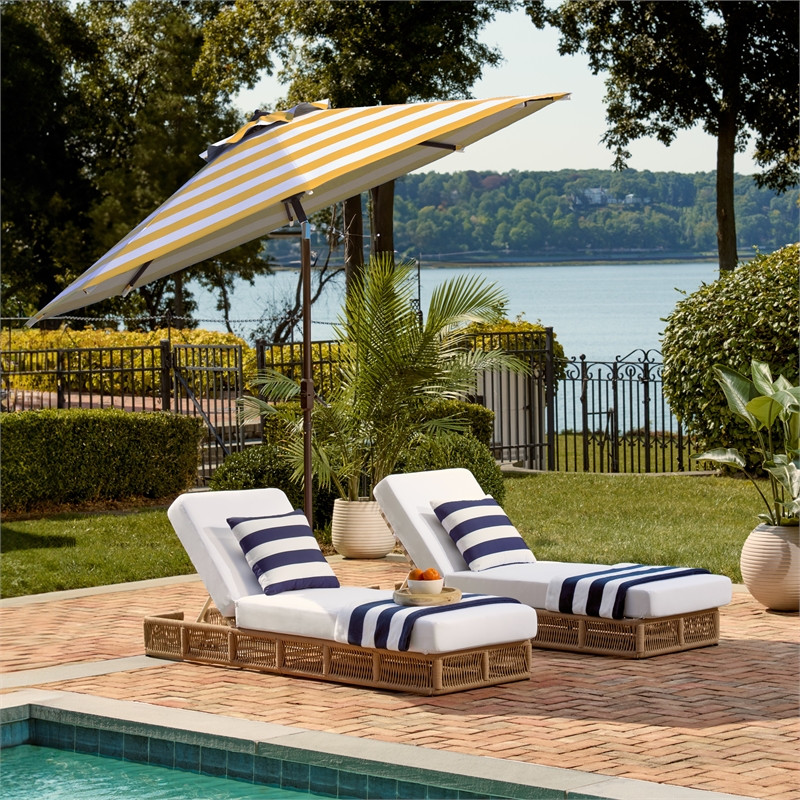 Safavieh Iris 11 Ft Round Metal and Fabric Crank Umbrella  in Yellow