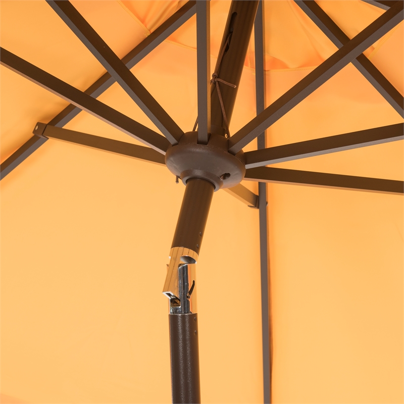 Safavieh Elegant Valance 11Ft Round Metal and Fabric Crank Umbrella in Yellow