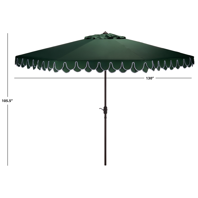 Safavieh Elegant Valance 11Ft Round Aluminum Umbrella in Green / White