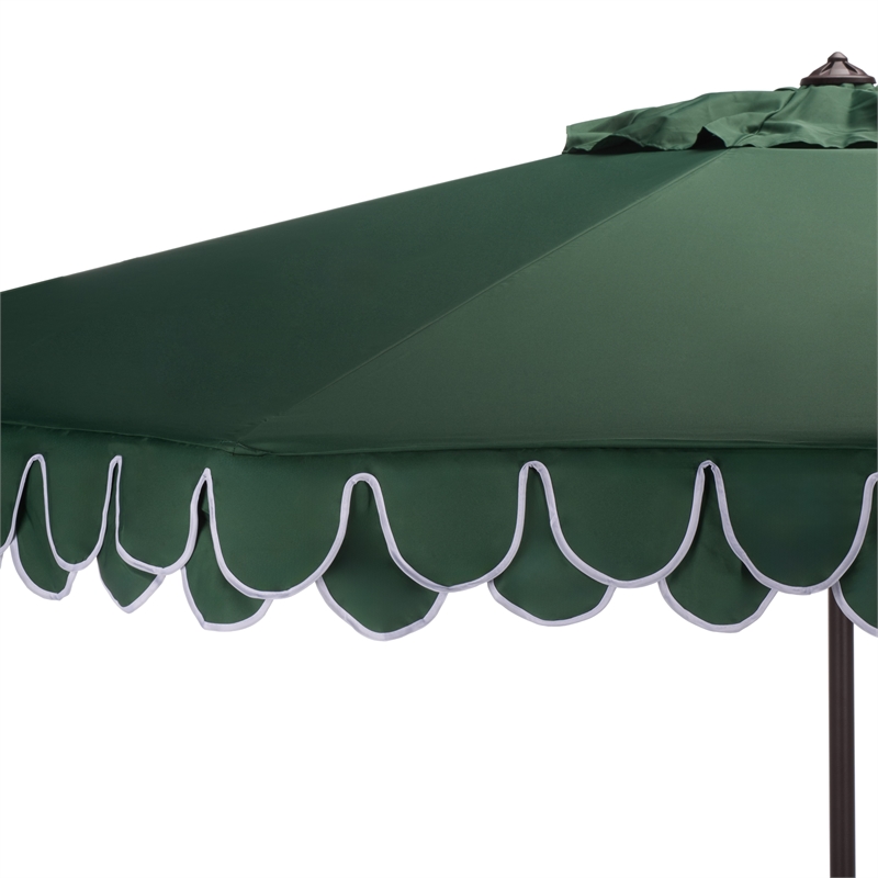 Safavieh Elegant Valance 11Ft Round Aluminum Umbrella in Green / White