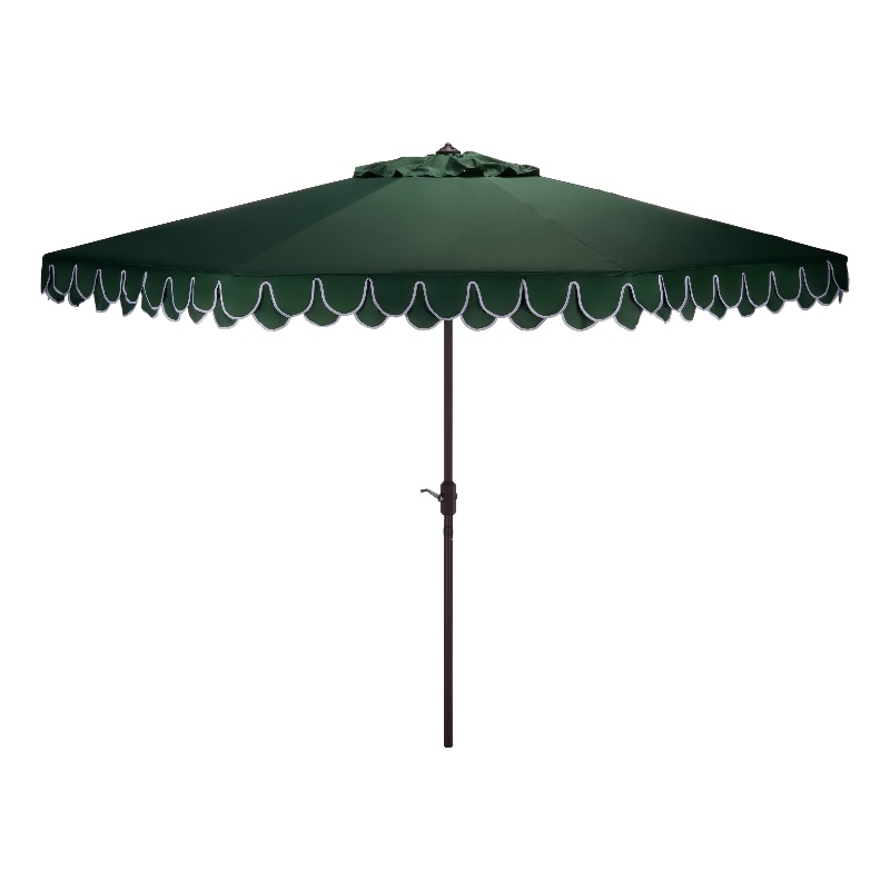 Safavieh Elegant Valance 11Ft Round Aluminum Umbrella in Green / White
