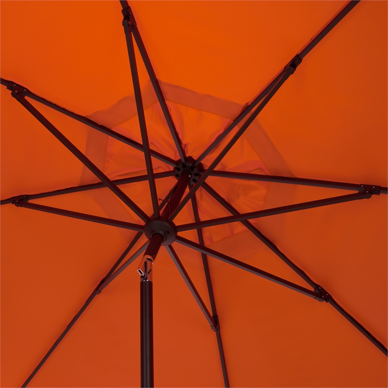 Safavieh Elegant Valance 11Ft Round Metal Crank Umbrella in Orange / White