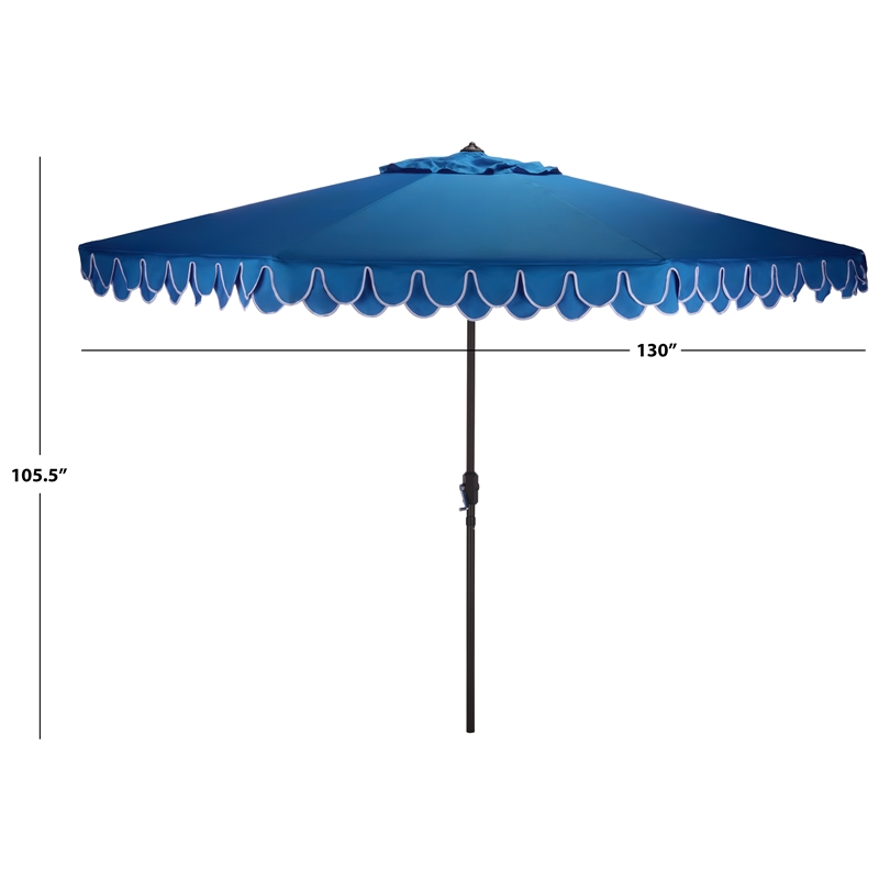 Safavieh Elegant Valance 11Ft Round Aluminum Umbrella in Blue / White