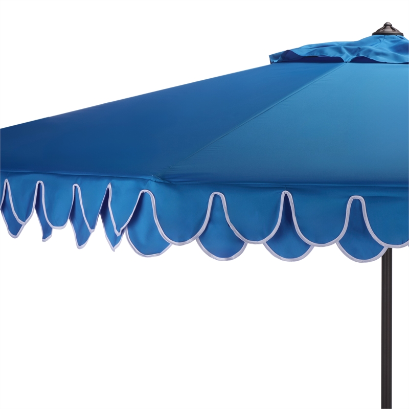 Safavieh Elegant Valance 11Ft Round Aluminum Umbrella in Blue / White