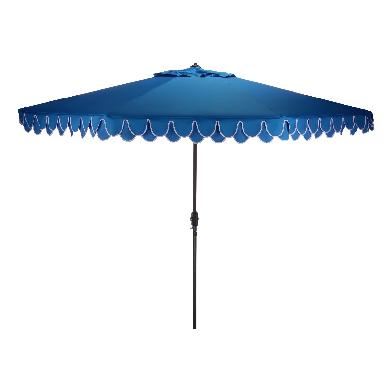 Safavieh Elegant Valance 11Ft Round Aluminum Umbrella in Blue / White