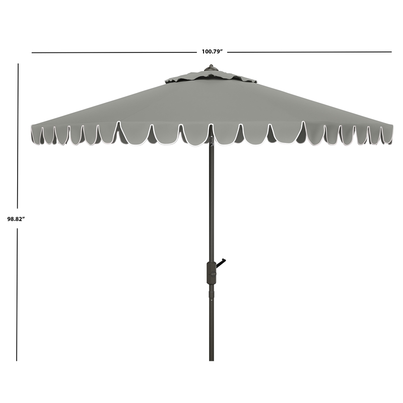 Safavieh Venice 11Ft Round Metal and Fabric Crank Umbrella in Gray