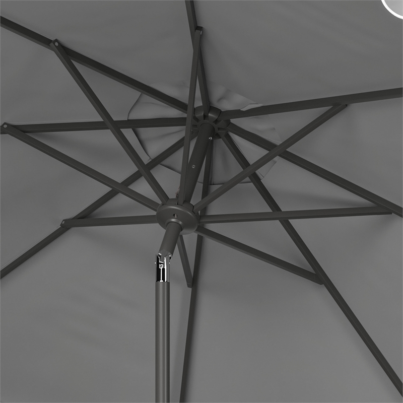 Safavieh Venice 11Ft Round Metal and Fabric Crank Umbrella in Gray