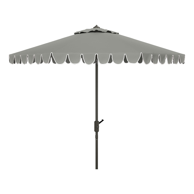 Safavieh Venice 11Ft Round Metal and Fabric Crank Umbrella in Gray