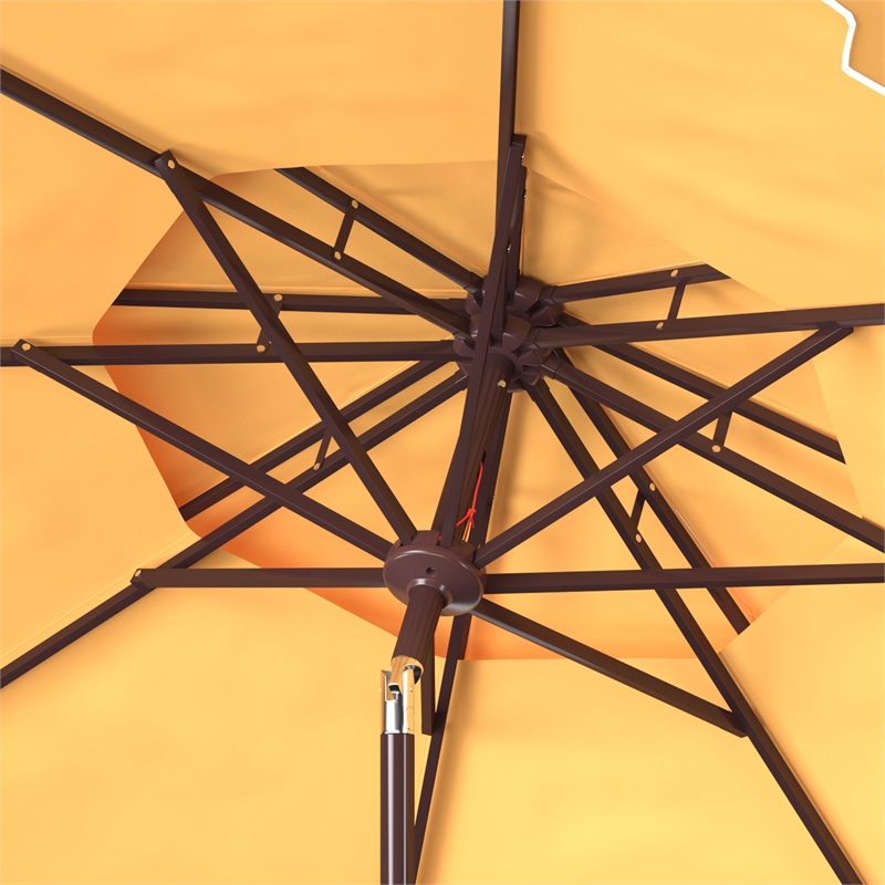 Safavieh Zimmerman 9Ft Double Top Metal Market Umbrella in Yellow / White