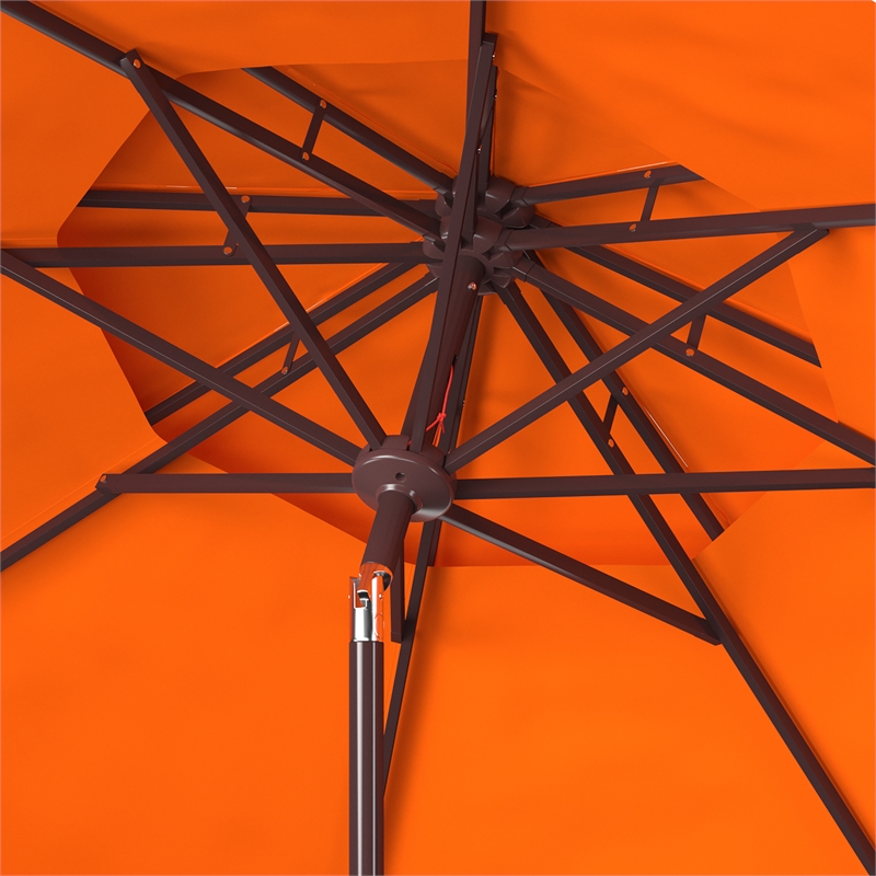 Safavieh Zimmerman 9Ft Double Top Metal Market Umbrella in Orange / White