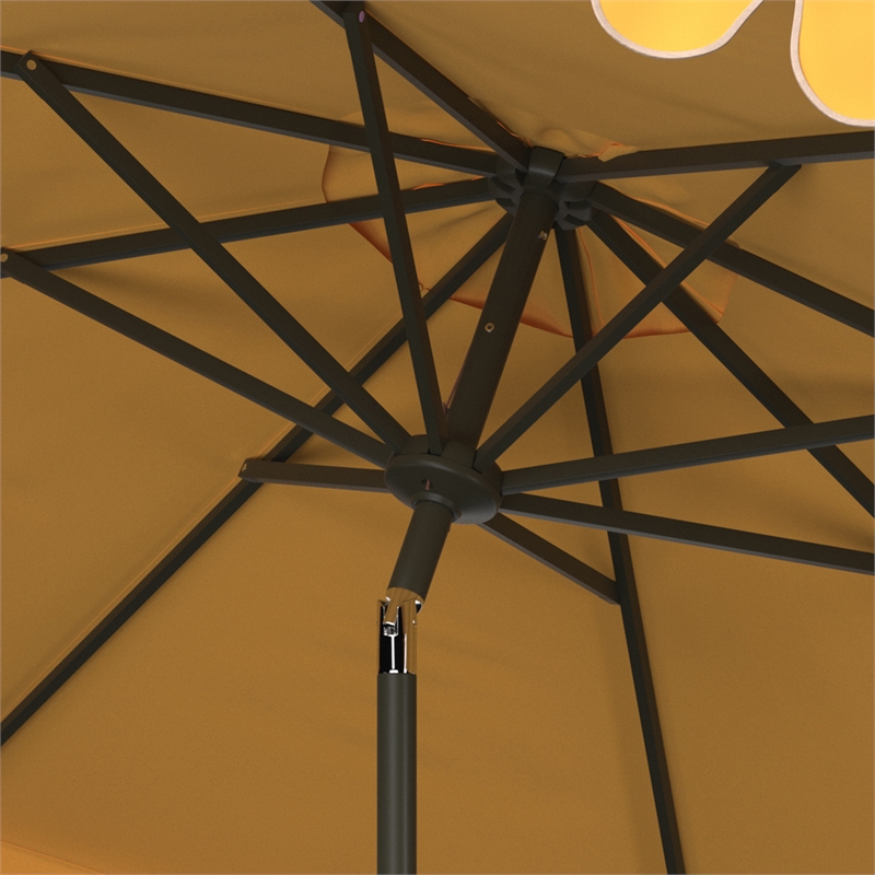 Safavieh Venice 11Ft Round Metal and Fabric Crank Umbrella in Yellow
