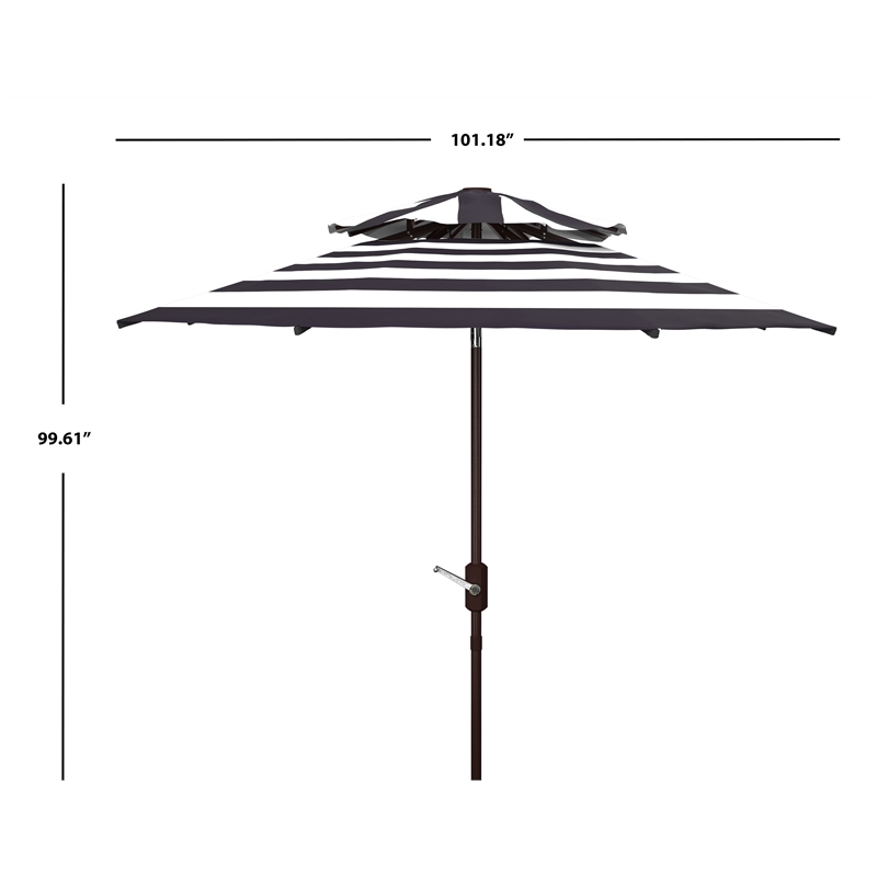 Safavieh Iris Fashion Line 9Ft Double Top Metal Crank Umbrella in Navy / White