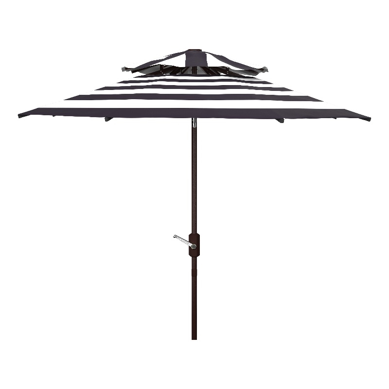 Safavieh Iris Fashion Line 9Ft Double Top Metal Crank Umbrella in Navy / White