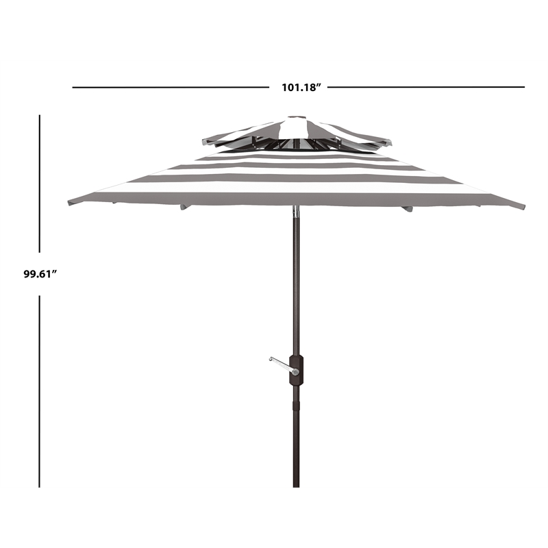 Safavieh Iris Fashion Line 9Ft Double Top Metal Crank Umbrella in Gray/White