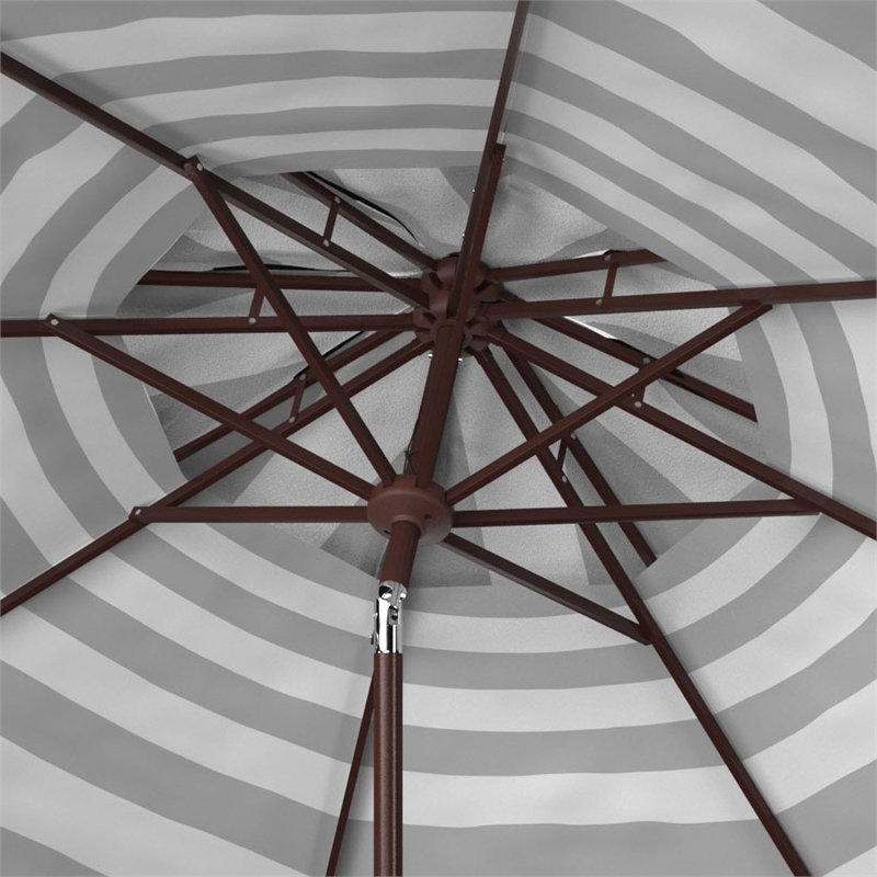Safavieh Iris Fashion Line 9Ft Double Top Metal Crank Umbrella in Gray/White