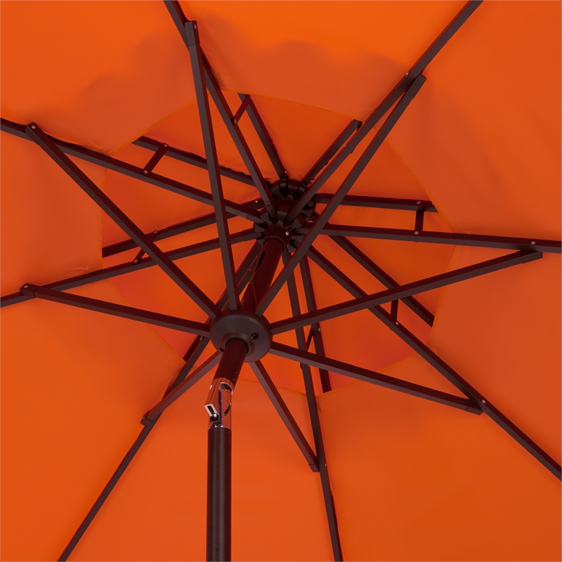 Safavieh Elegant Valance 9Ft Double Top Metal and Fabric Umbrella inOrange/White